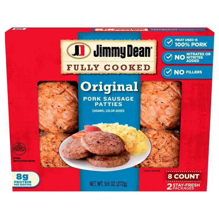 Jimmy Dean® Fully Cooked Original Pork Breakfast Sausage Patties, Count,  patties oz (272 g)]