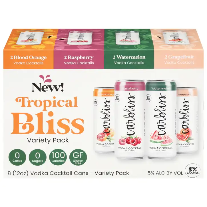 Carbliss Tropical Bliss Vodka Cocktail Variety Pack, 8 - 12 Oz