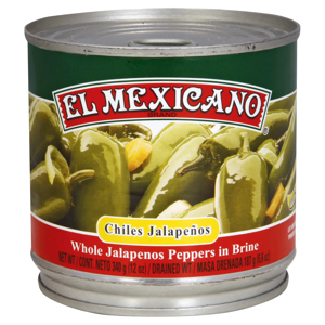 El Mexicano Jalapenos Peppers, Whole, in Brine, 340 g (12 oz)