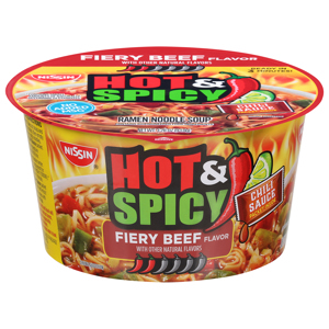 Nissin Ramen Noodle Soup, Fiery Beef Flavor, Hot & Spicy, 3.28 oz (93.0 g)