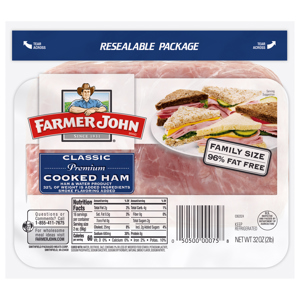 Farmer John Savor your sandwiches with Classic Premium Cooked Ham. This fully cooked ham sandwich meat is ready to eat when you are and tastes delicious., 32 oz (2 lb)