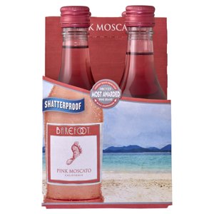Barefoot Cellars Pink Moscato Wine 4 Single Serve, 187ml