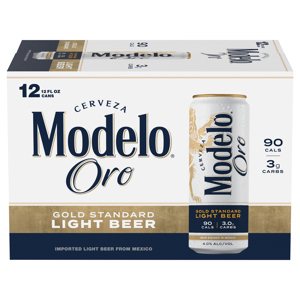 Modelo Beer, Gold Standard, Light, 12 - 12 fl oz cans