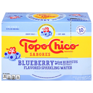 Topo Chico Sparkling Water, Blueberry with Hibiscus Extract, 8 Pack, 8 - 12 fl oz (355 ml) cans [96 fl oz (2.84 l)]