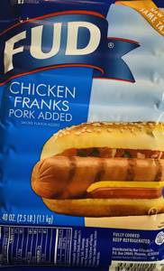 FUD Pork Added Chicken Franks, 40 oz (2.5 lb) 1.1 kg