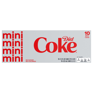Diet Coke Soda, Mini, 10 - 7.5 fl oz (222 ml) cans [75 fl oz (2.2 l)]