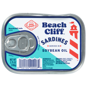 Beach Cliff Sardines, Soybean Oil, 3.75 oz (106 g)
