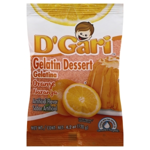 D Gari Gelatin Dessert, Orange, 4.2 oz (120 g)