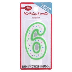 Betty Crocker Birthday Candle, Numeral 6, 3 Inch, 1 candle