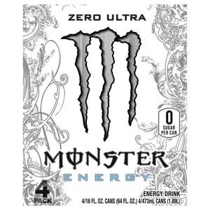 Monster Zero Ultra Energy Drink, 4 - 16 fl oz (473 ml) cans [64 fl oz (1.89 l)]