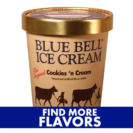 Blue Bell Ice Cream Gold Rim Pint Assorted Flavors 16 oz. select below