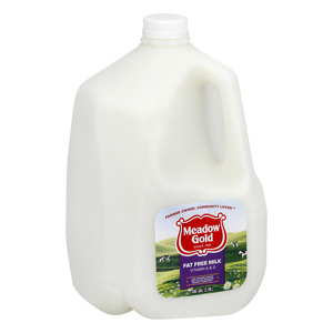 Meadow Gold Milk, Fat Free, one gal (3.78 l)