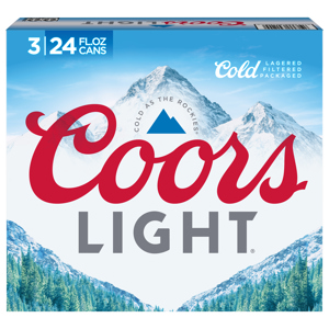 Coors Light Beer, 3 - 24 fl oz cans