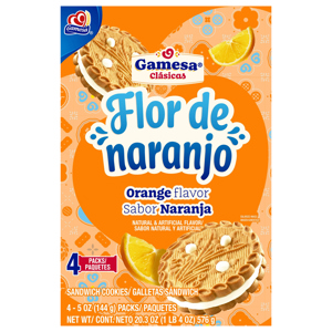 Gamesa Orange Flavor Sandwich Cookies, 4 - 5 oz (144 g) packs [20.3 oz (1 lb 4 oz) 576 g]