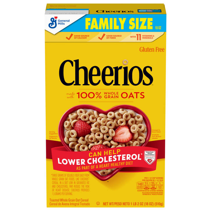 General Mills Honey Nut Cheerios Breakfast Cereal, Family Size, Whole  Grains - 725 g