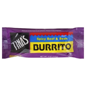 Tinas Burrito, Spicy Beef & Bean, 4 oz (113 g)