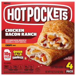 Hot Pockets Crispy Crust Chicken Bacon Ranch Sandwiches, 4 pack [17 oz (1 lb 1 oz) 481 g]