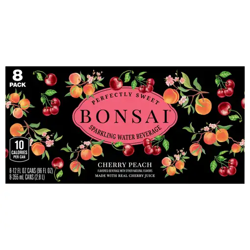 My Products  Metcalfe's Hilldale  Bonsai Water Beverage, Cherry Peach,  Sparkling, 8 - 12 Fl Oz (355 Ml) Cans [96 Fl Oz (2.8 L)]