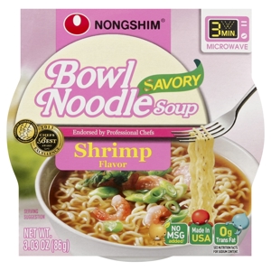 Nongshim Soup, Bowl Noodle, Shrimp Flavor, 3.03 oz (86 g)