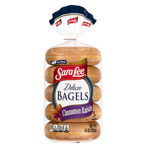 Sara Lee Pre-Sliced Deluxe Cinnamon Raisin Bagels, 5 bagels [15 oz (425 g)]