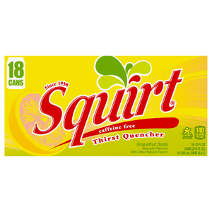 Squirt Thirst Quencher, Caffeine Free, Grapefruit Soda, 18 - 12 fl oz (355 ml) cans [216 fl oz (6.4 l)]
