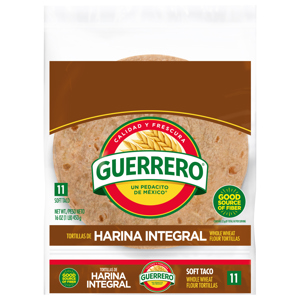 Guerrero Whole Wheat Soft Taco Flour Tortillas, 11 tortillas [16 oz (1 lb) 453 g]