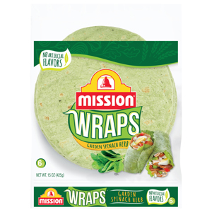 Mission Garden Spinach Herb Wraps, 6 each [15 oz (425 g)]