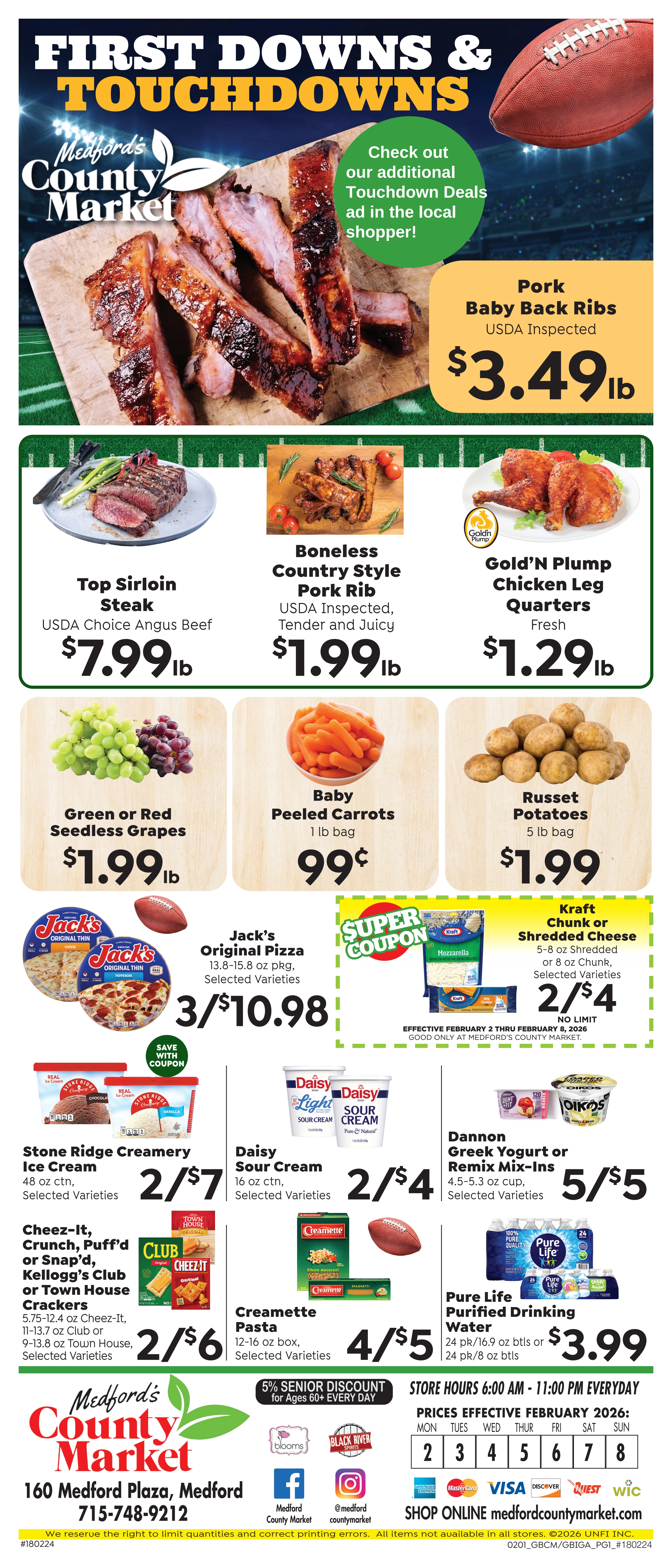 Weekly Ad Flyer – Medford County Market – Kraft Cheese, Cheddar