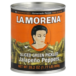 La Morena Jalapeno Peppers, Sliced Green Pickled, 28.2 oz (1.77 lb) 800 g