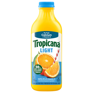 Tropicana No Pulp Light Orange Juice Beverage, 46 fl oz (1.43 qt) 1.36 l