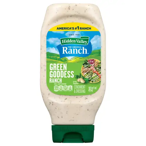 Welcome  New Brighton  Hidden Valley Green Goddess Ranch Condiment &  Dressing, 16 Fl Oz (1 Pt) 473 Ml