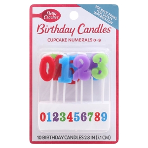Betty Crocker Birthday Candles, Cupcake Numeral 0-9, 2.8 Inch, 10 candles