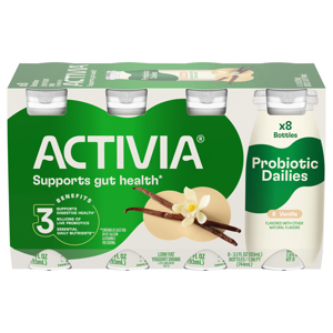 Activia Probiotic Dailies Vanilla Low Fat Yogurt Drinks, 8 - 3.1 fl oz (93 ml) bottles [1.56 pt (744 ml)]