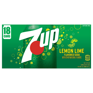 7-UP Soda, Lemon Lime Flavored, 18 - 12 fl oz (355 ml) cans [216 fl oz (6.4 l)]