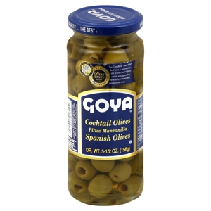 Goya Olives, Cocktail, Spanish, Pitted Manzanilla, 5.5 oz (156 g)