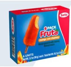 Sarita Popsicle 6 pack Fruta Mango W/Chamoy