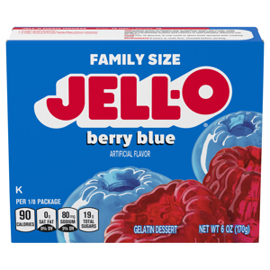 Jell-O Berry Blue Gelatin Dessert Family Size, 6 oz (170g)