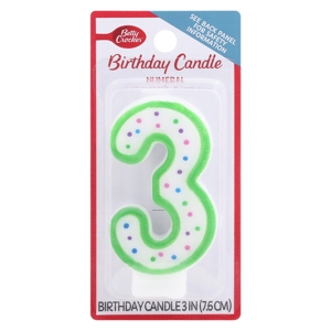 Betty Crocker Birthday Candle, Numeral 3, 3 Inch, 1 candle