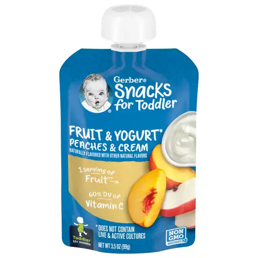 All  Babies – Thriftown Grocery – Gerber Fruit & Yogurt, Peaches & Cream,  Toddler (12+ Months), 3.5 Oz (99 G)