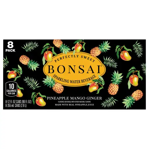 Metcalfe's Rewards  Metcalfe's Hilldale  Bonsai Sparkling Water Beverage,  Pineapple Mango Ginger, 8 Pack, 8 - 12 Fl Oz (355 Ml) Cans [96 Fl Oz (2.8  L)]