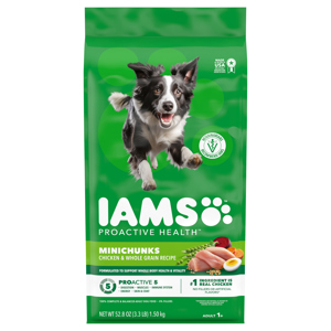 IAMS Adult 1+ Complete & Balanced Minichunks Chicken & Whole Grain Recipe Dog Food, 52.8 oz (3.3 lb) 1.50 kg