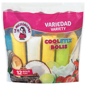 La Michoacana Frozen Fruit & Dairy Ice Pops, Coolstix, Variety, 12 pops [48 fl oz (1420 ml)]