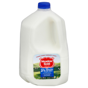 Meadow Gold Milk, 2% Reduced Fat, one gal (3.78 l)