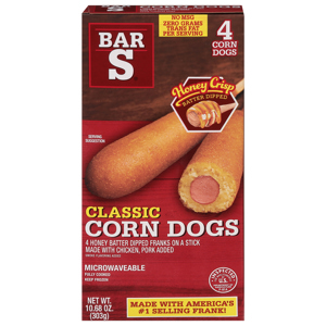 Bar S Corn Dogs, Honey Crips Batter Dipped, Classic, 4 corn dogs [10.68 oz (303 g)]