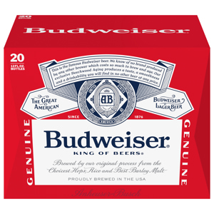 Budweiser Beer, Lager, 20 - 12 fl oz bottles