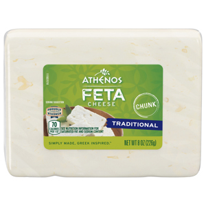 Athenos Chunk Traditional Feta Cheese, 8 oz (226 g)