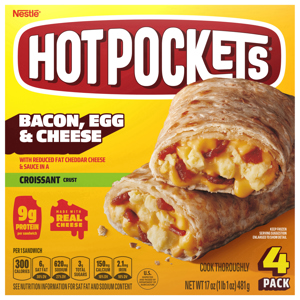 Hot Pockets Croissant Crust Bacon, Egg & Cheese Sandwiches, 4 pack [17 oz (1 lb 1 oz) 481 g]