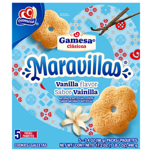 Gamesa Maravillas Vanilla Flavor Cookies, 5 - 3.4 oz (98 g) packs [17.2 oz (1 lb 1 oz) 490 g]