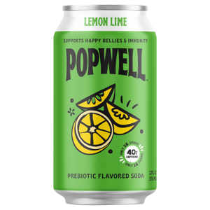 Popwell Prebiotic Lemon Lime Soda, 12 fl oz (355 ml)
