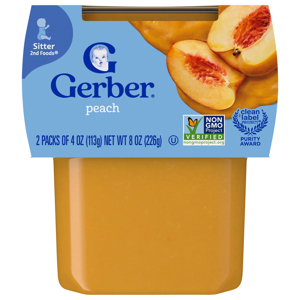 Gerber Peach, Sitter 2nd Foods, 2 Packs, 2 - 4 oz (113 g) packs [8 oz (226 g)]
